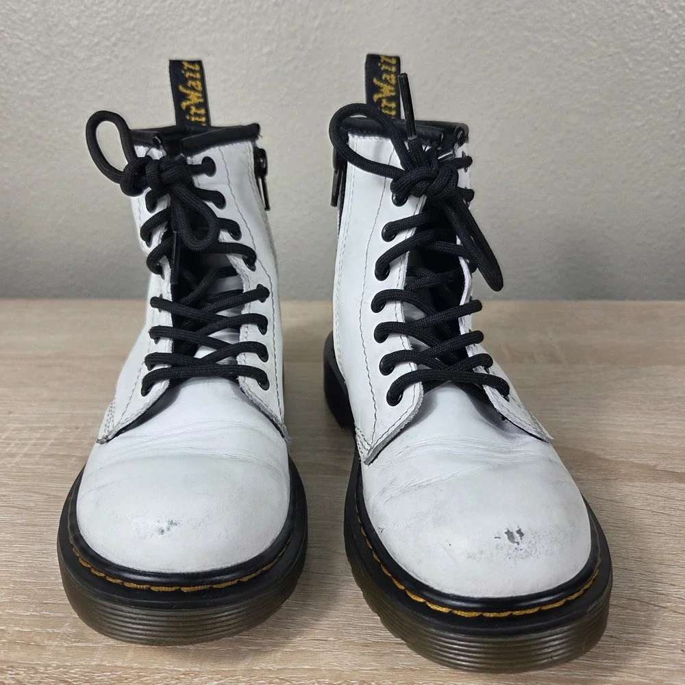 Dr. Martens 1460 J White Leather Boots Kids US 13 UK 12 EU 31 Side Zip